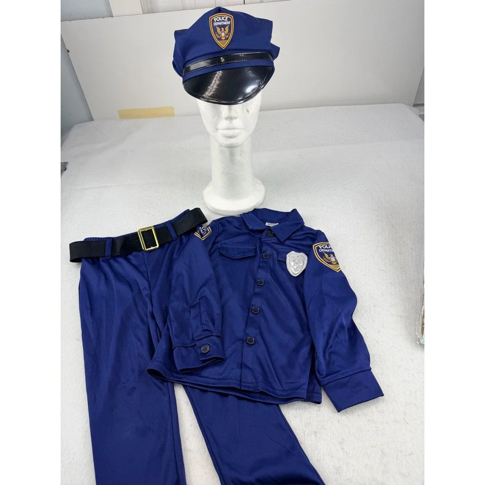 Spirit Halloween Police Officer Costume Toddler 5T-6T Navy Blue 4 Piece Set